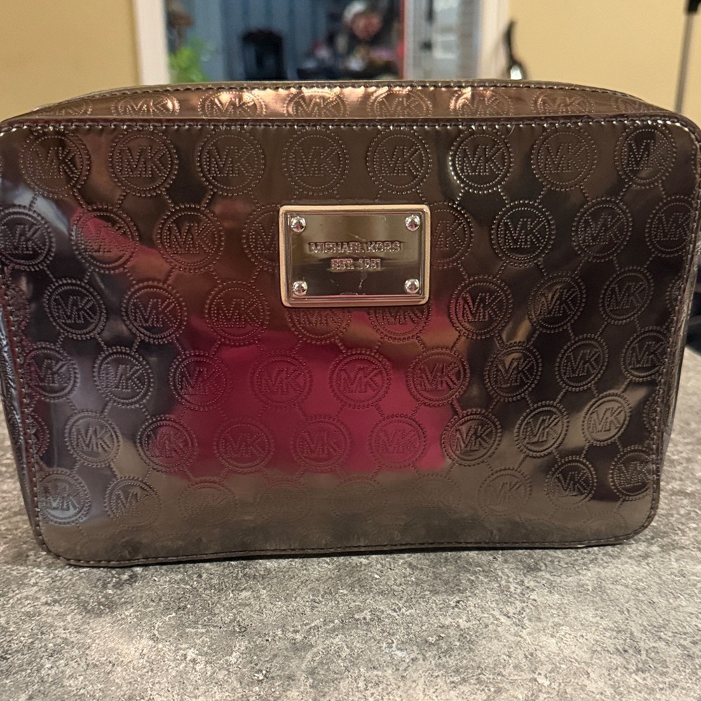Michael Kors Metallic Silver and Grey Camera Bag